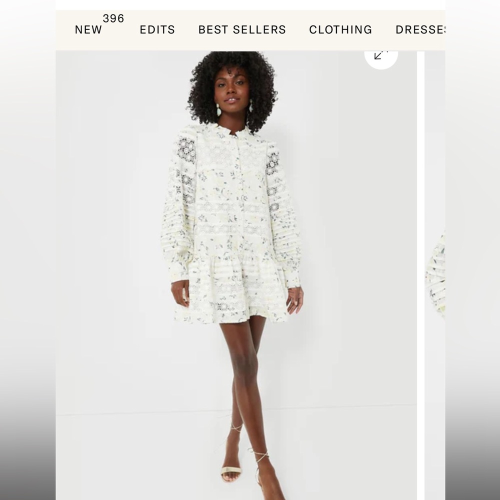 En Saison Floral Lace Mini Dress - White and Blue